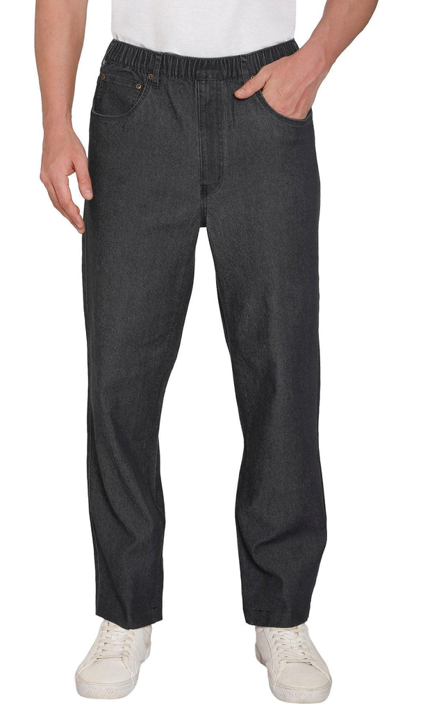 Relaxed Fit Twill Pull-on Pants - Black - Men