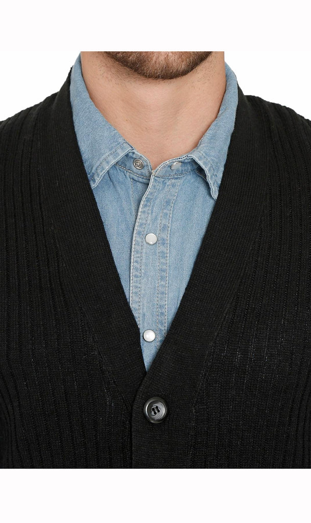 Men's Ribbed Button Front Vest Sweater - Button Up Vest in a